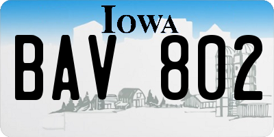 IA license plate BAV802