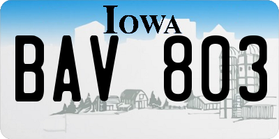 IA license plate BAV803