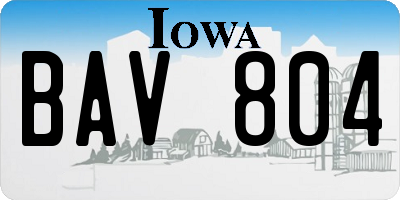 IA license plate BAV804