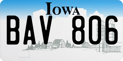 IA license plate BAV806