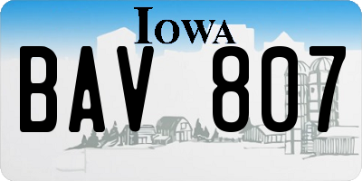 IA license plate BAV807
