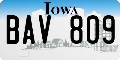 IA license plate BAV809