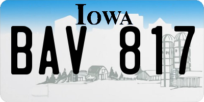 IA license plate BAV817
