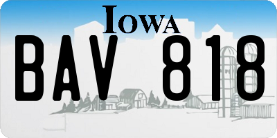 IA license plate BAV818