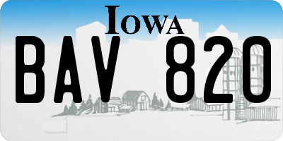 IA license plate BAV820