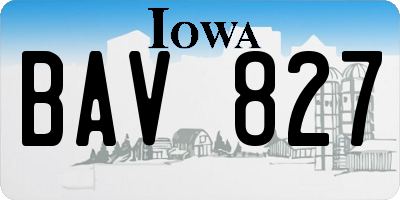 IA license plate BAV827