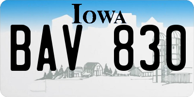 IA license plate BAV830