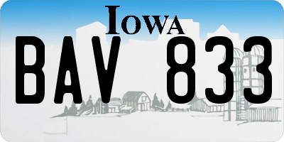 IA license plate BAV833