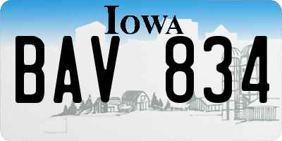 IA license plate BAV834