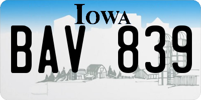 IA license plate BAV839