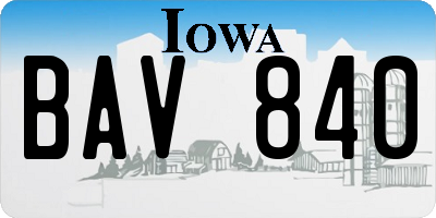 IA license plate BAV840