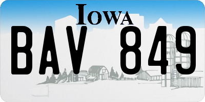 IA license plate BAV849