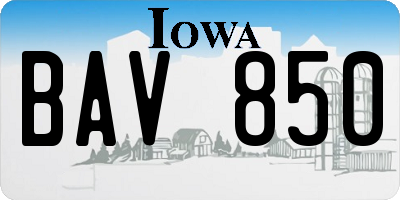 IA license plate BAV850