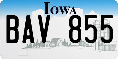 IA license plate BAV855