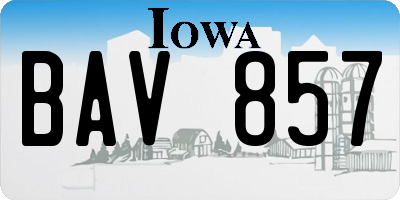 IA license plate BAV857