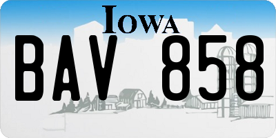 IA license plate BAV858