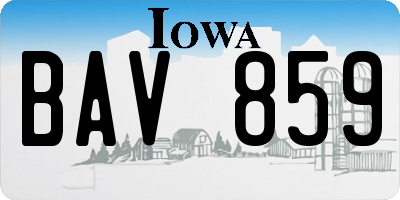 IA license plate BAV859