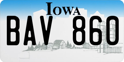 IA license plate BAV860