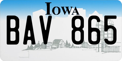 IA license plate BAV865