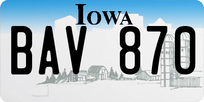 IA license plate BAV870