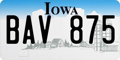 IA license plate BAV875