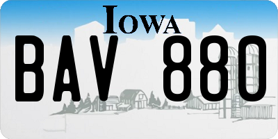 IA license plate BAV880