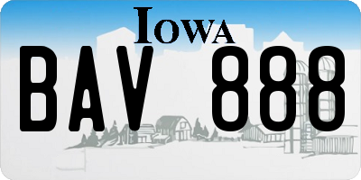 IA license plate BAV888