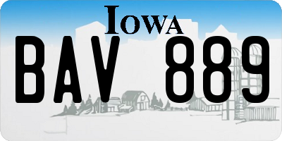 IA license plate BAV889