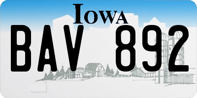IA license plate BAV892