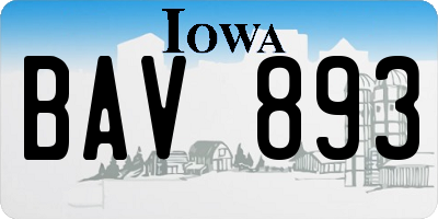 IA license plate BAV893