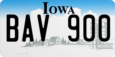 IA license plate BAV900