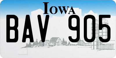 IA license plate BAV905