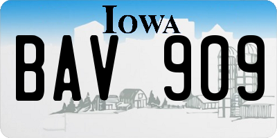 IA license plate BAV909