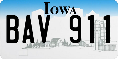 IA license plate BAV911