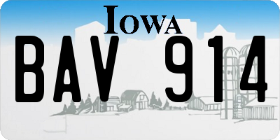 IA license plate BAV914