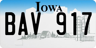 IA license plate BAV917