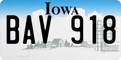 IA license plate BAV918