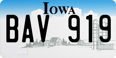 IA license plate BAV919