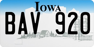 IA license plate BAV920