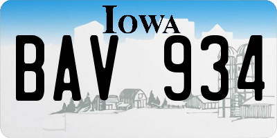 IA license plate BAV934