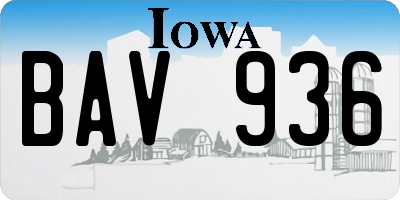 IA license plate BAV936
