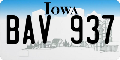 IA license plate BAV937