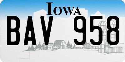 IA license plate BAV958