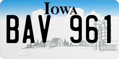 IA license plate BAV961
