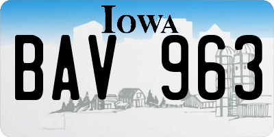 IA license plate BAV963