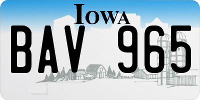 IA license plate BAV965