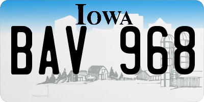 IA license plate BAV968
