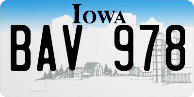 IA license plate BAV978