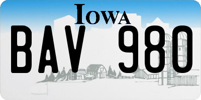 IA license plate BAV980