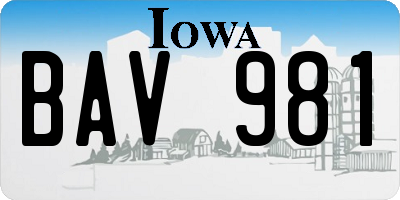 IA license plate BAV981